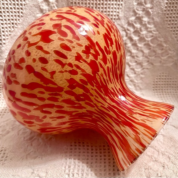 HUGE “MAESTRI VETRAI” Azzurra Italy Animal Print Vase Bright Orange Yellow, Red - Picture 7 of 14